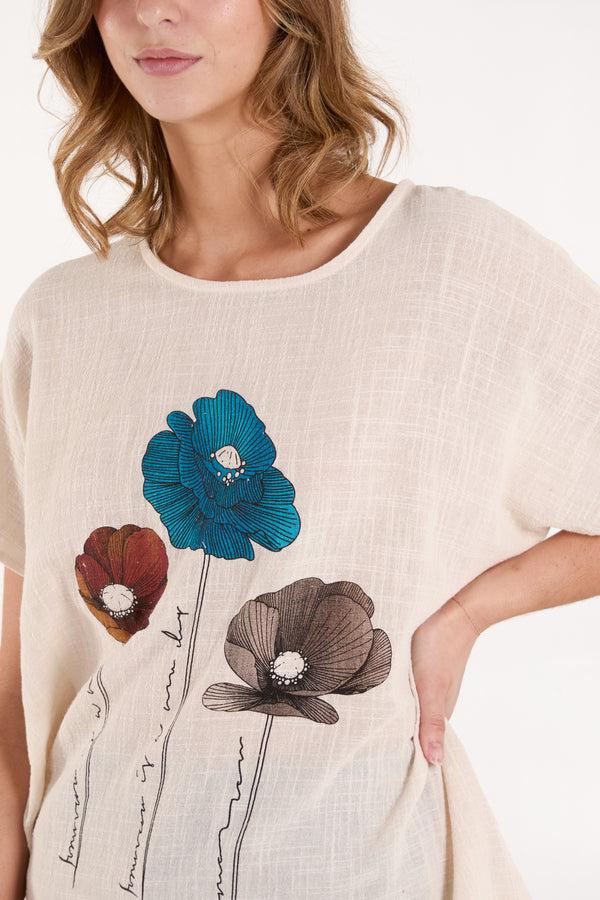 Qed London Viscose Flower Top