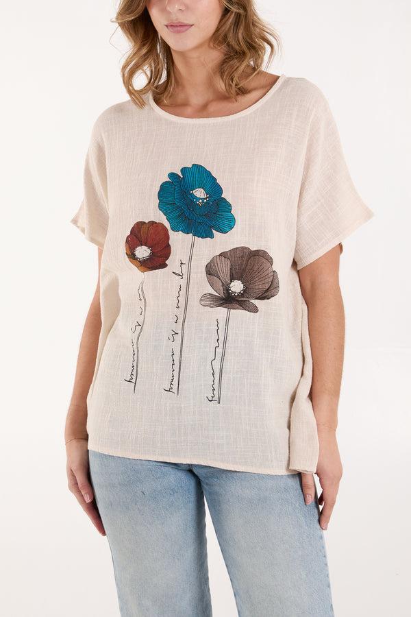 qed london Viscose Flower Top