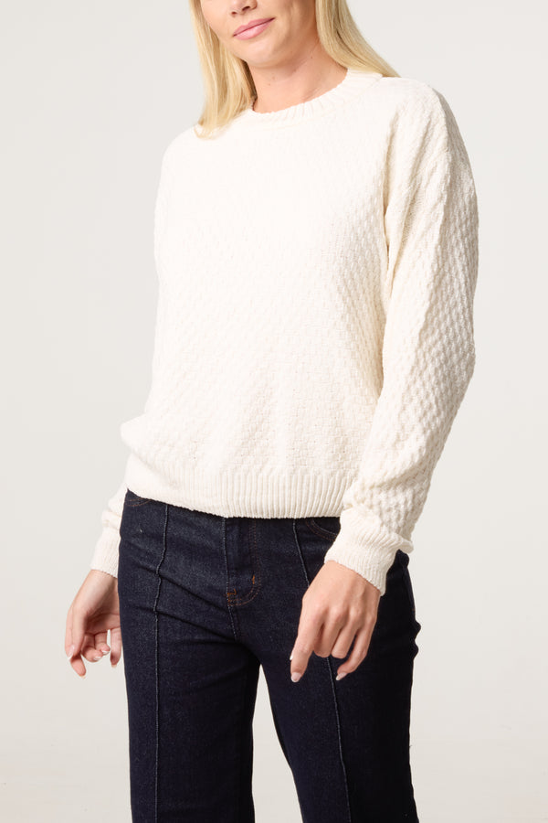 qed london Waffle Knit Round Neck Jumper