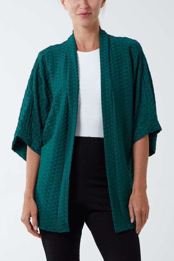 qed london Waffle Texture Jersey Kimono Jacket