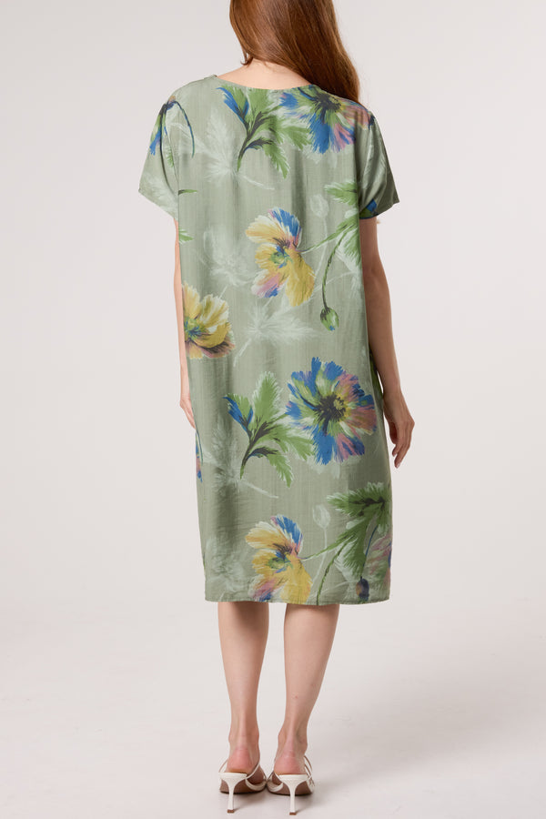 Qed London Watercolour Flower V-Neck Dress