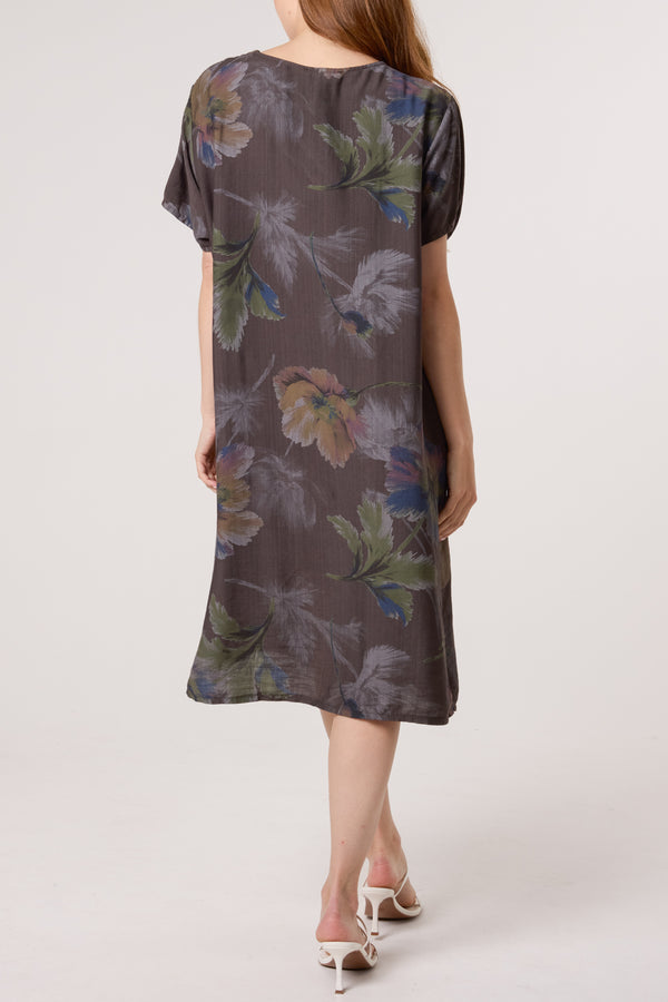 Qed London Watercolour Flower V-Neck Dress