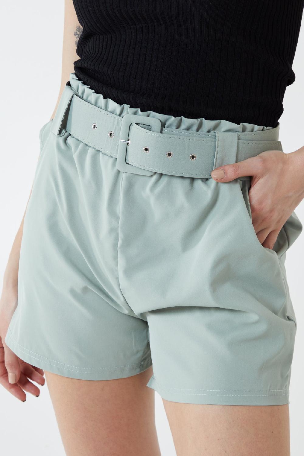 Qed London Wide Belted Paperbag Shorts