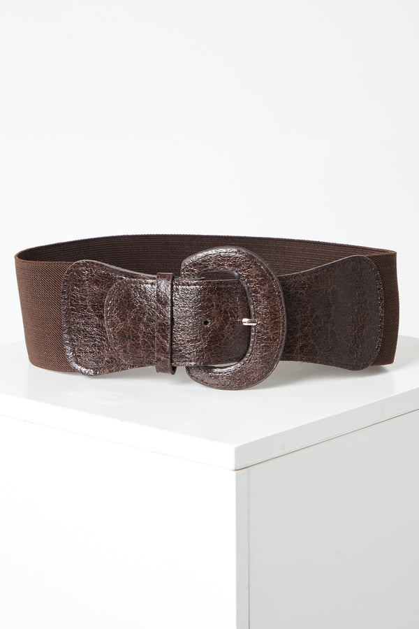 qed london Wide Buckle Elasticated Belt