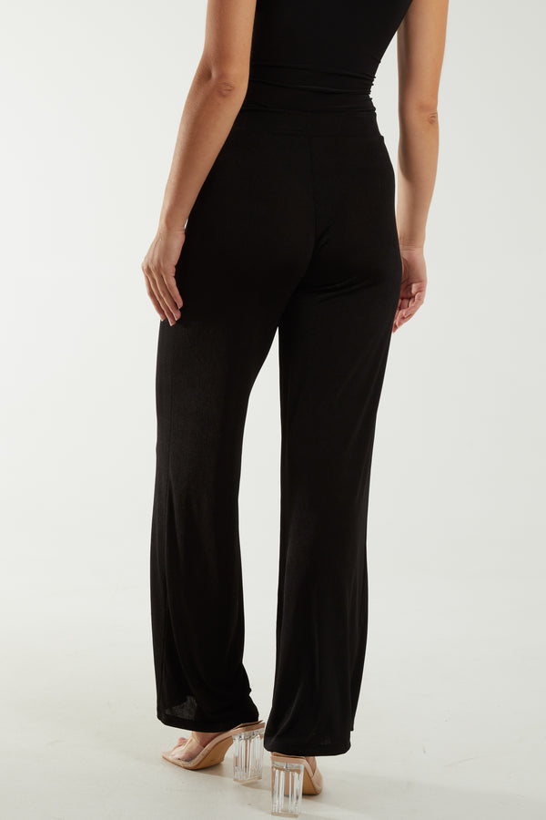 Qed London Wide Leg Acetate Trousers