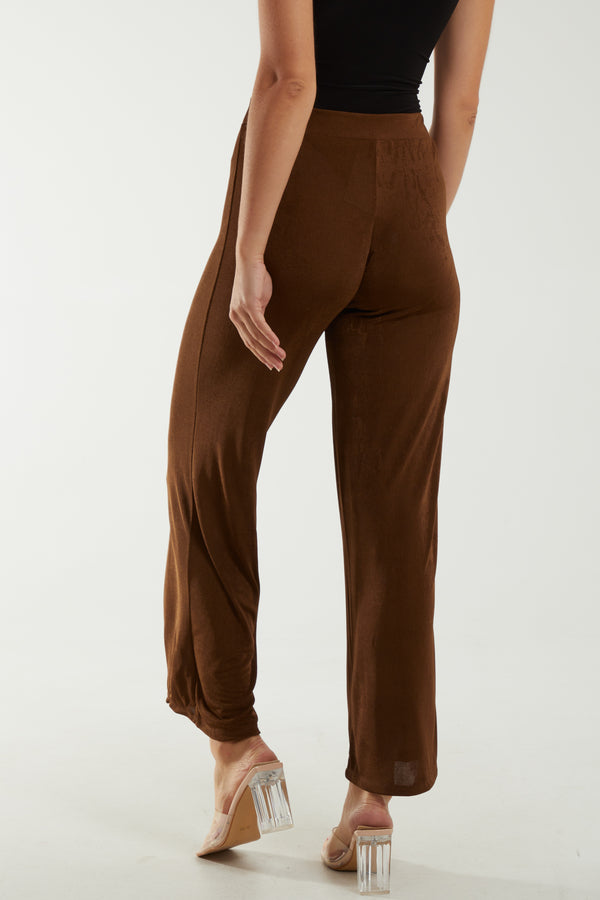 Qed London Wide Leg Acetate Trousers