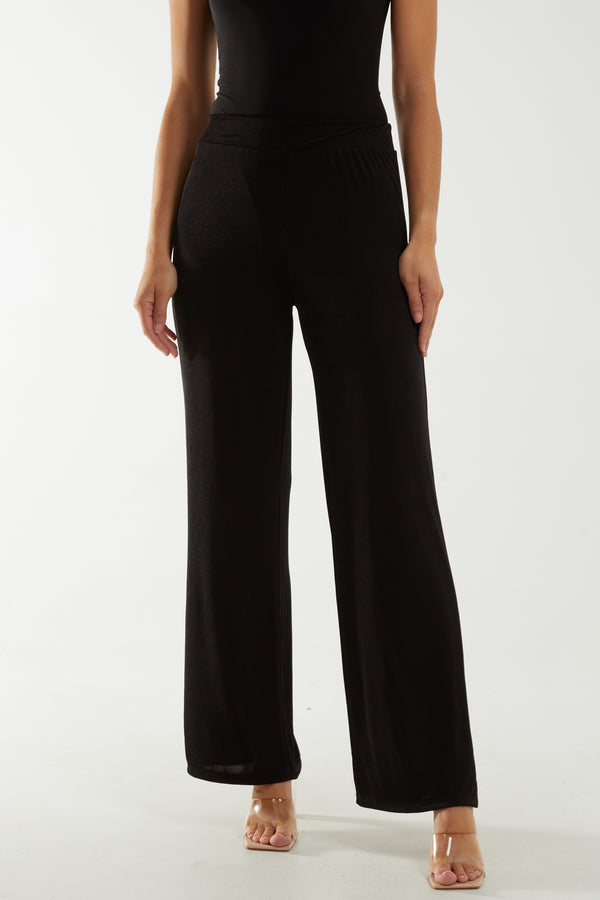 qed london Wide Leg Acetate Trousers