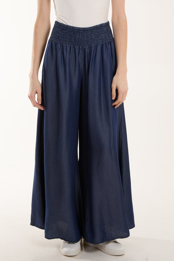Qed London Wide Leg Denim Pocket Trousers