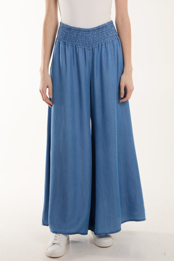 qed london Wide Leg Denim Pocket Trousers