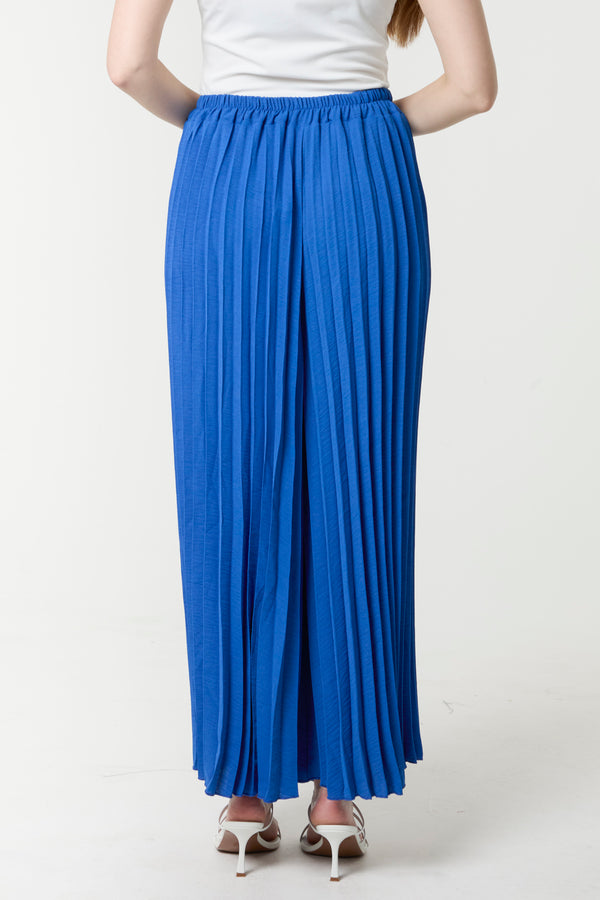 Qed London Wide Leg Plisse Trousers