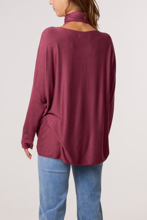 Qed London Wool Blend Crew Neck Jumper & Scarf