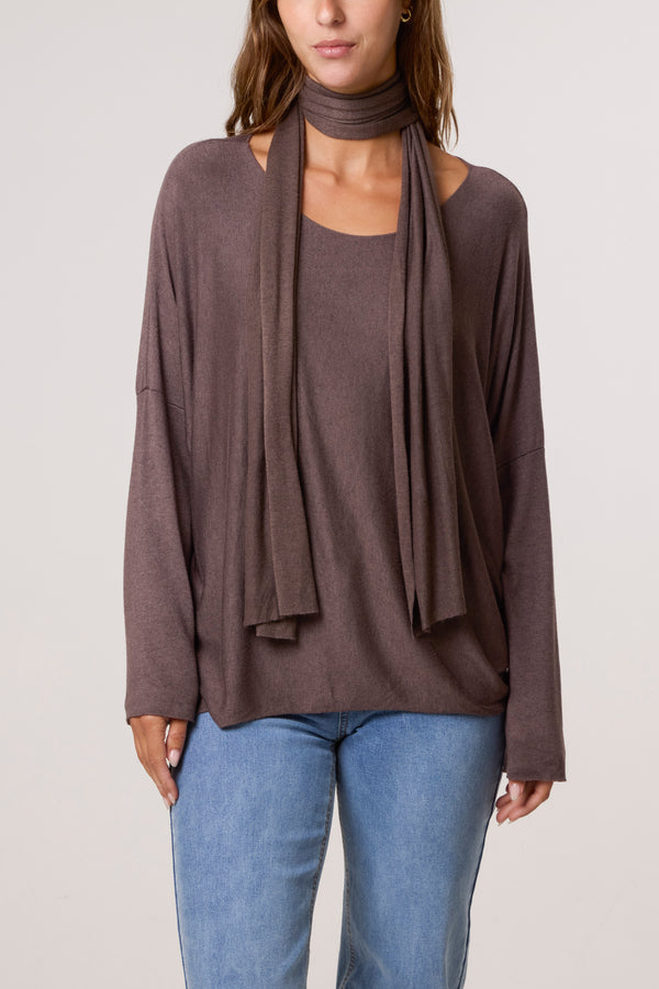 Qed London Wool Blend Crew Neck Jumper & Scarf