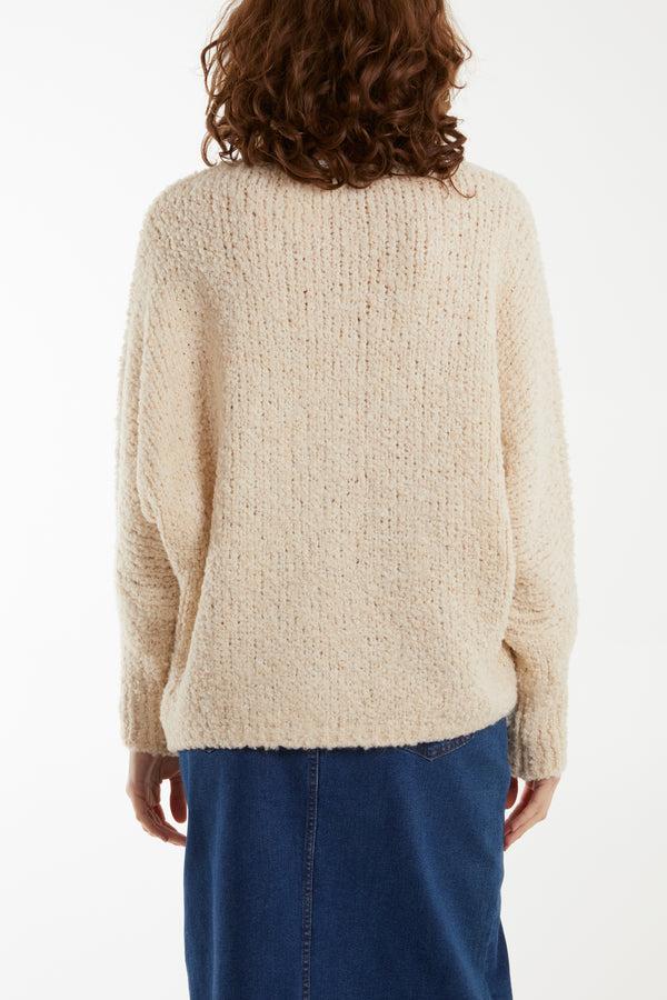 Qed London Wool Blend Daisy Boucle Super Soft Knit