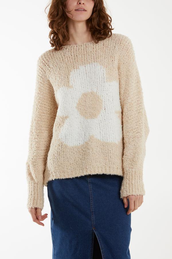 Qed London Wool Blend Daisy Boucle Super Soft Knit