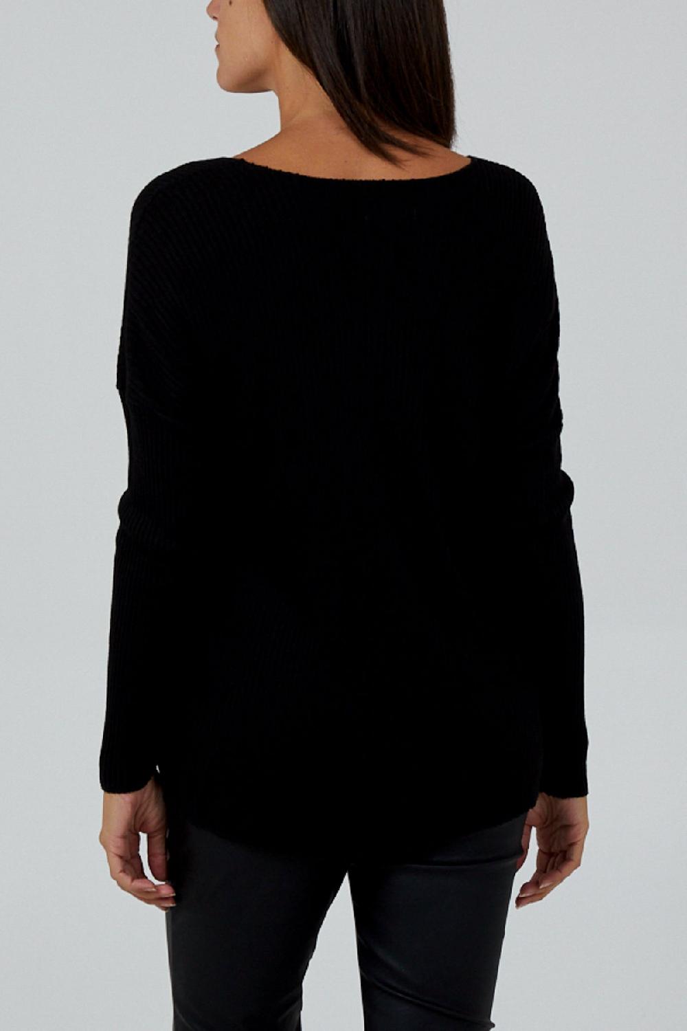 Qed London Wool Blend V-Neck Ribbed Fitted Jumper