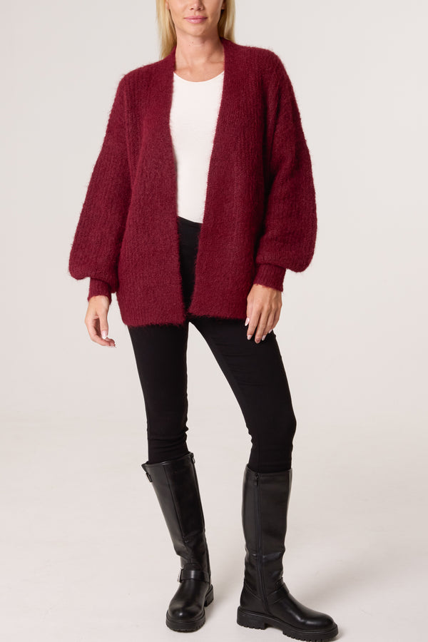Qed London Wool Ribbed Knit Balloon Cardigan