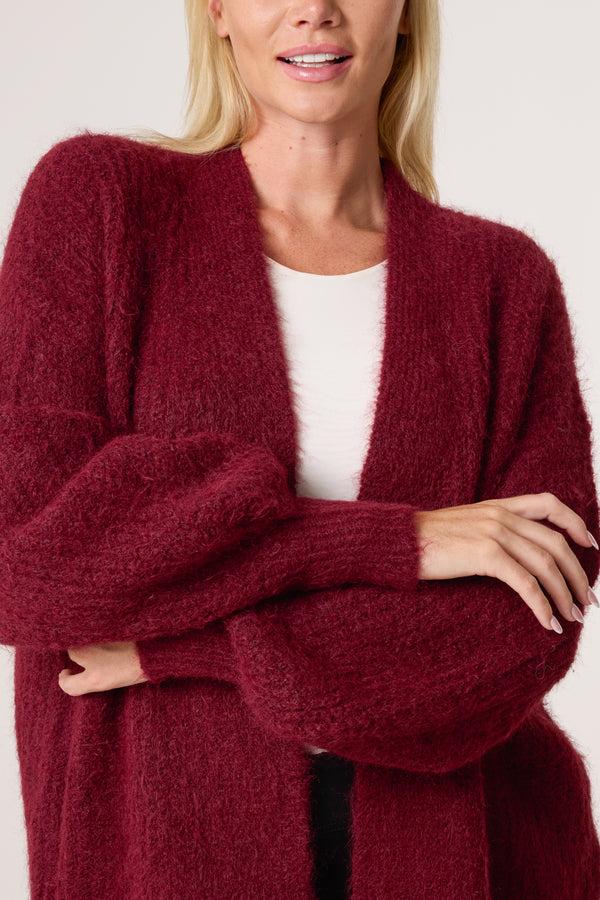 Qed London Wool Ribbed Knit Balloon Cardigan
