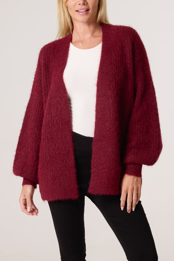 qed london Wool Ribbed Knit Balloon Cardigan