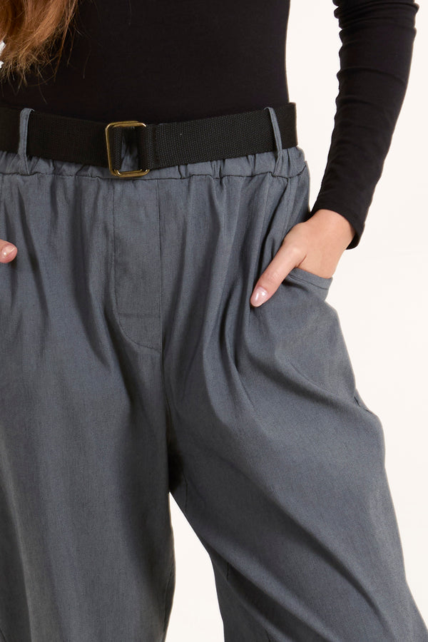 Qed London Woven Belt Cuffed Trousers