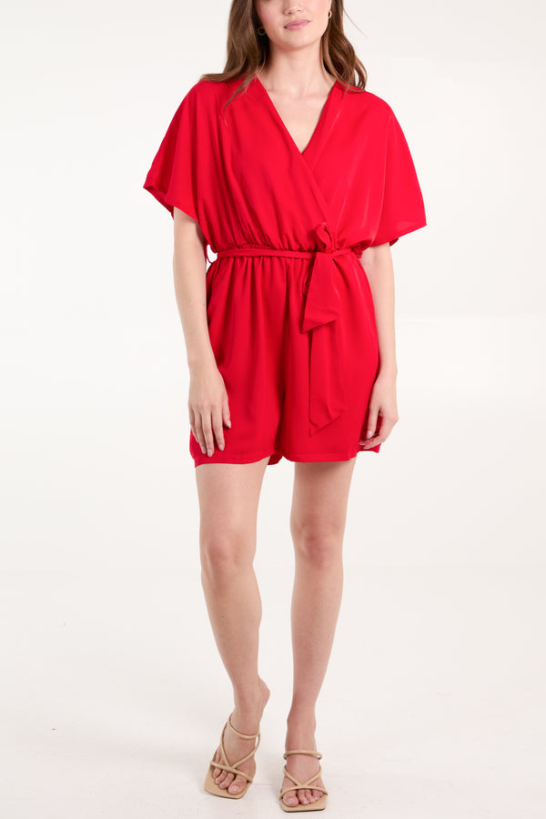 qed london Wrap Front Belted Playsuit