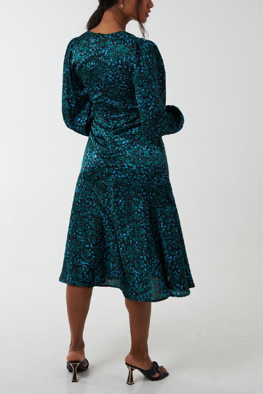 Qed London Wrap Front Floral Midi Dress