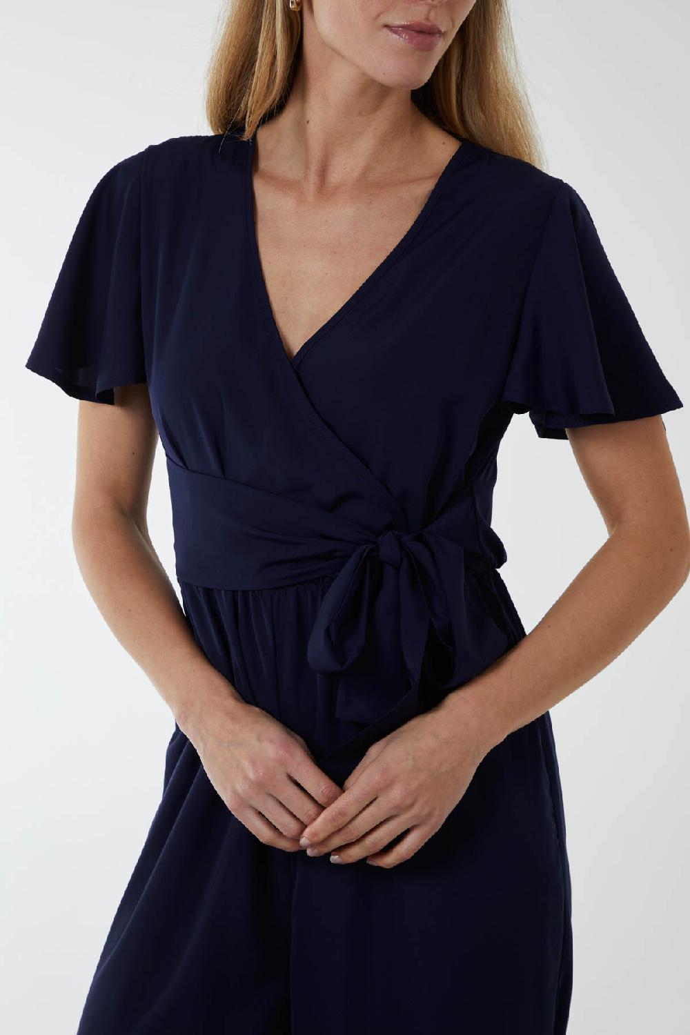 Qed London Wrap Front Side Tie Jumpsuit