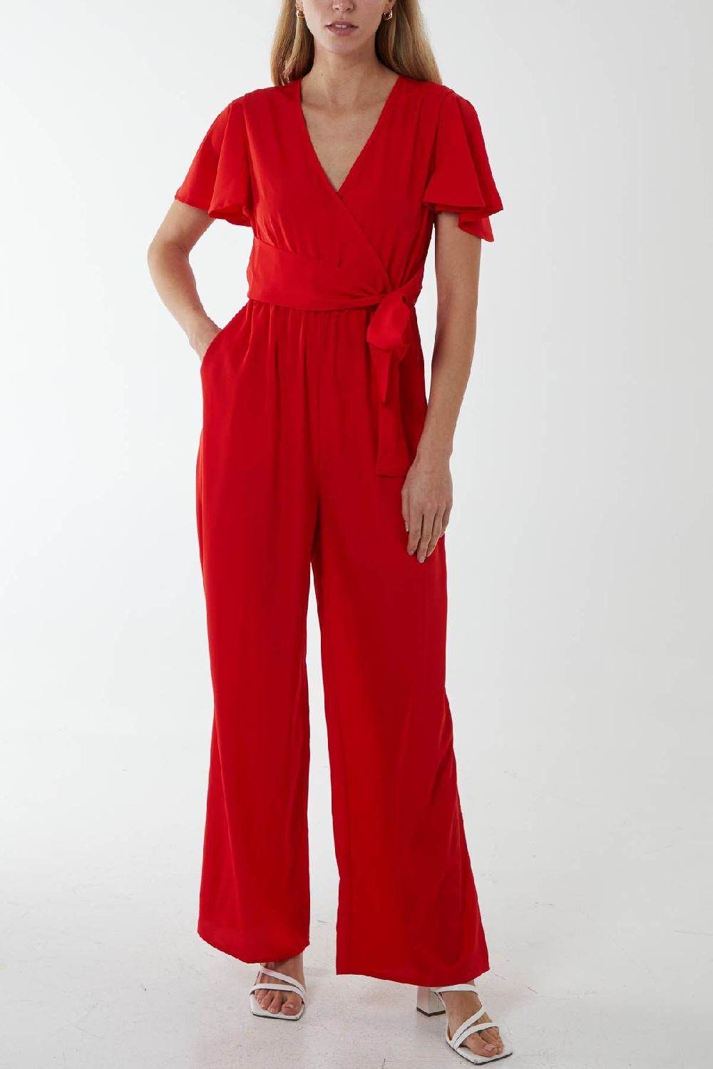 Qed London Wrap Front Side Tie Jumpsuit