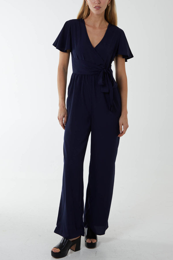 qed london Wrap Front Side Tie Jumpsuit
