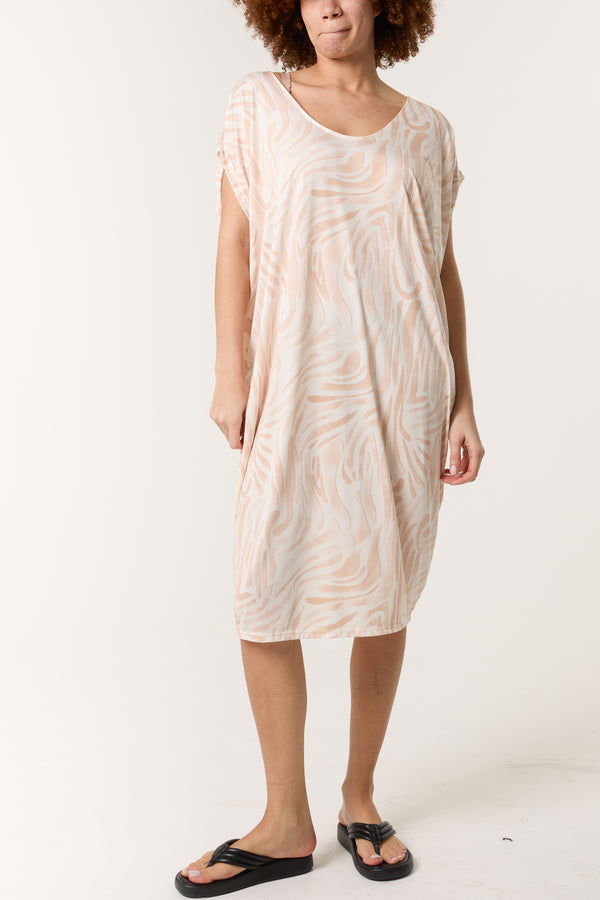 Qed London Zebra Double V-Neck Stretch Dress