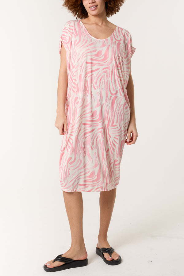 qed london Zebra Double V-Neck Stretch Dress