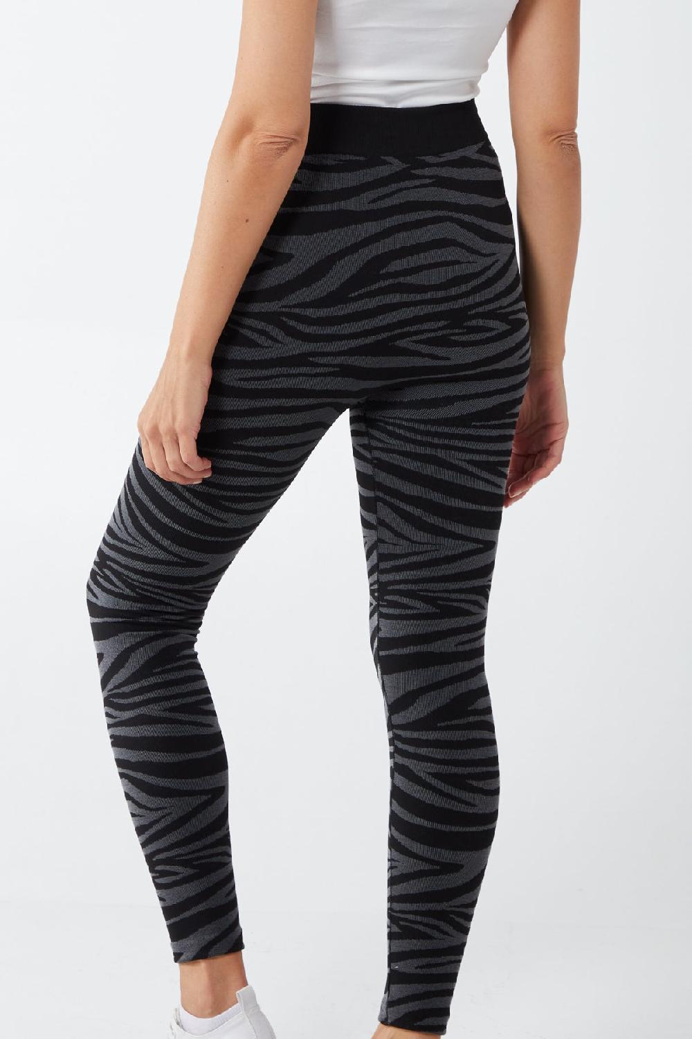 Qed London Zebra Patterned Fleece Lined Leggings