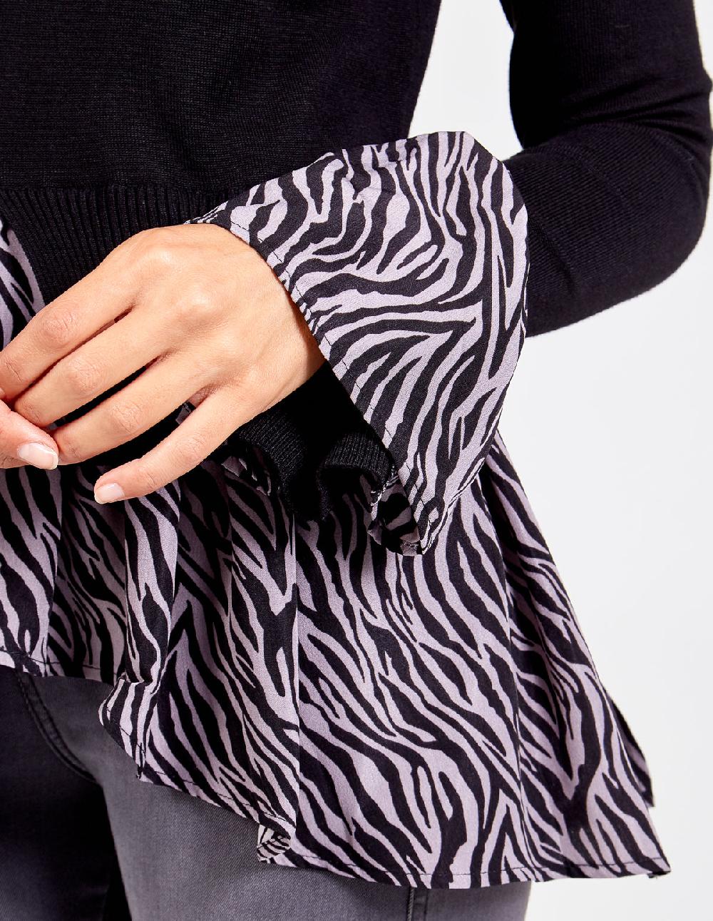 Qed London Zebra Print 2 In 1 Jumper