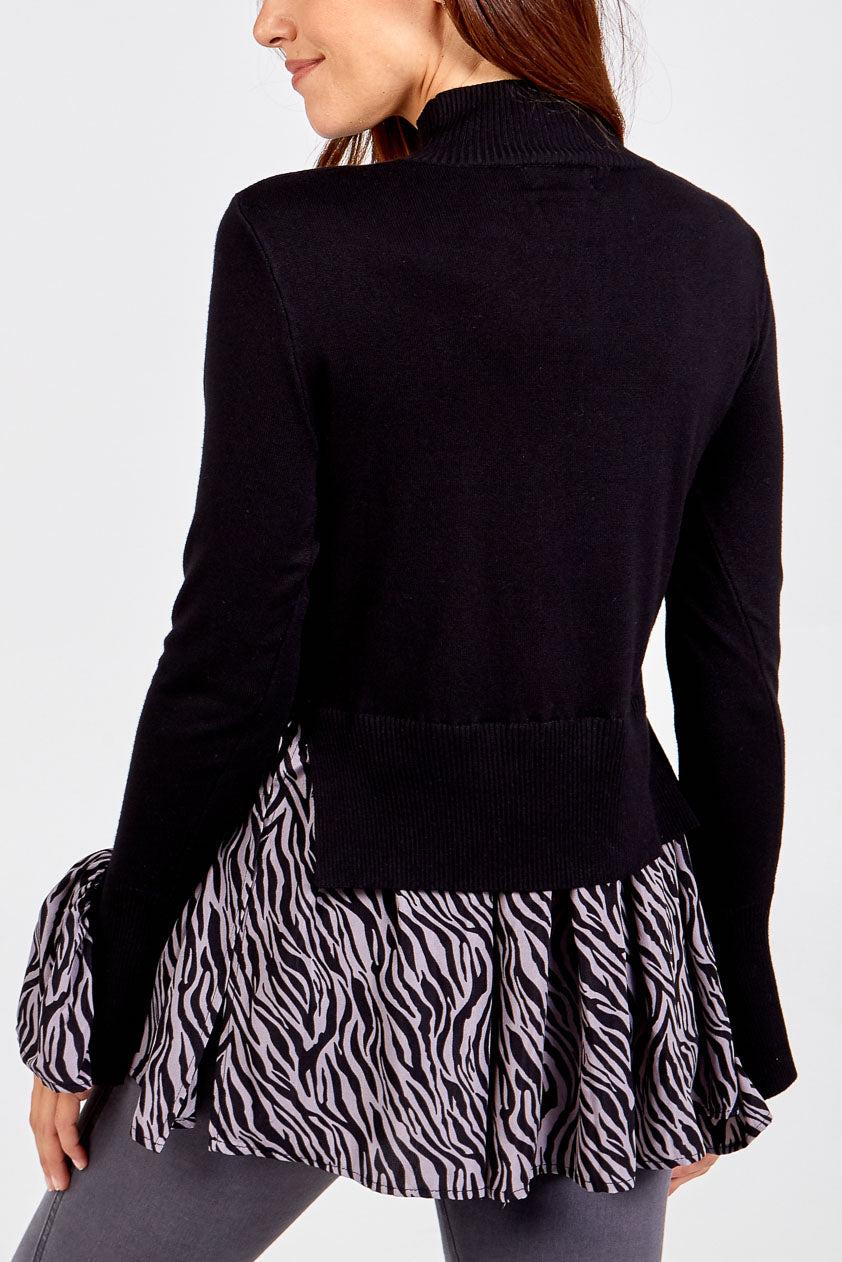 Qed London Zebra Print 2 In 1 Jumper