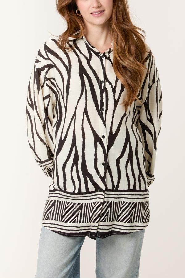 qed london Zebra Print Button Through Shirt