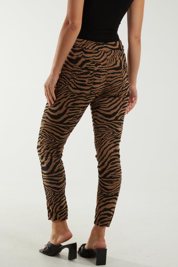 Qed London Zebra Print Elasticated Trousers