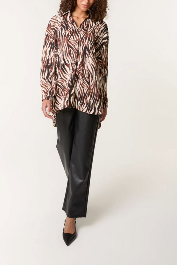 Qed London Zebra Print Relaxed Shirt