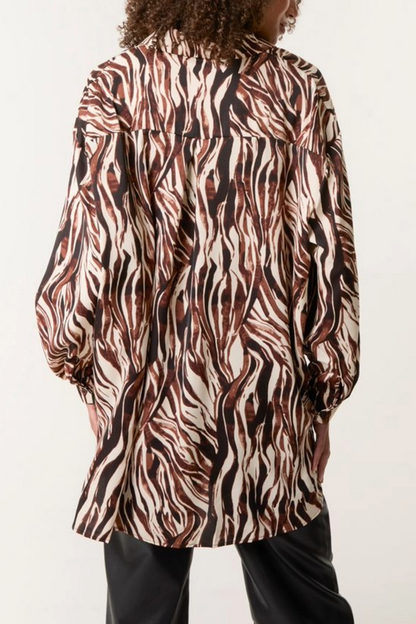 Qed London Zebra Print Relaxed Shirt