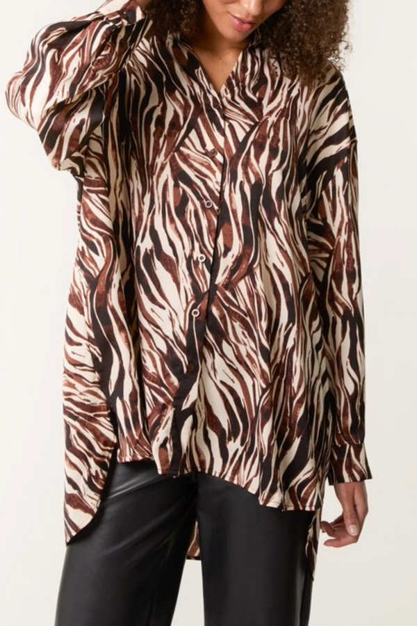 qed london Zebra Print Relaxed Shirt