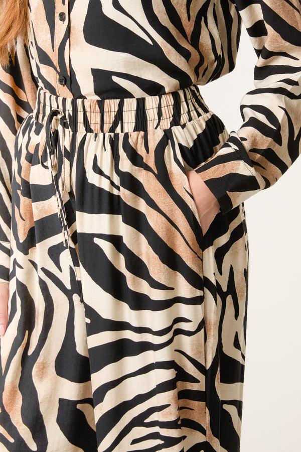 Qed London Zebra Print Wide Leg Trousers