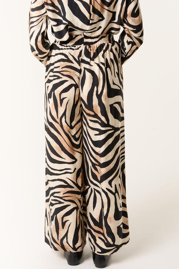 Qed London Zebra Print Wide Leg Trousers