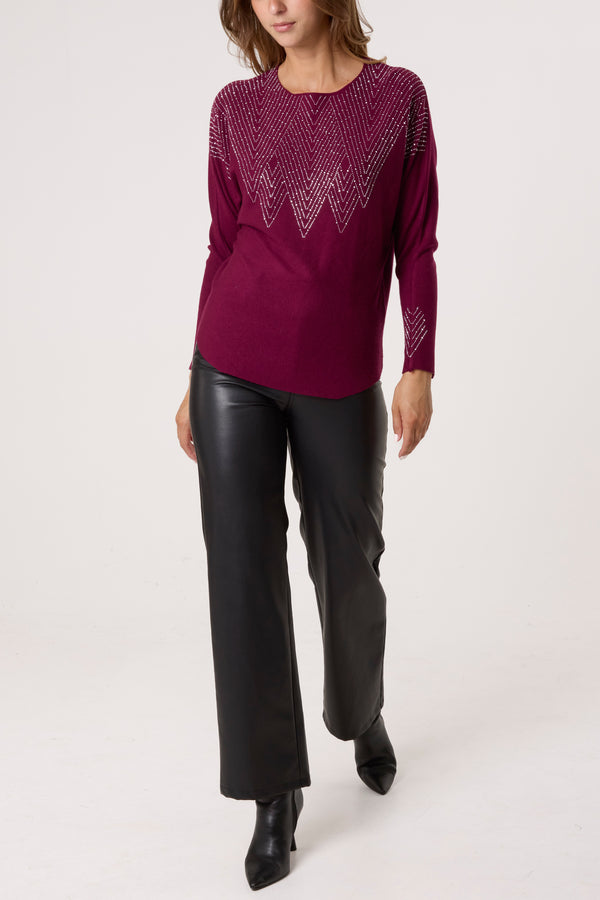 Qed London Zig Zag Embellished Jumper