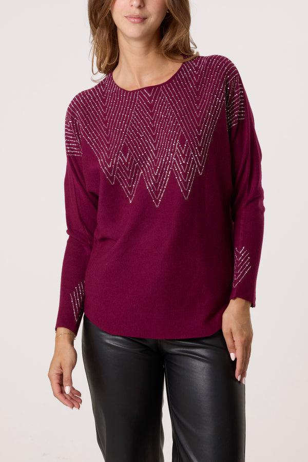 Qed London Zig Zag Embellished Jumper