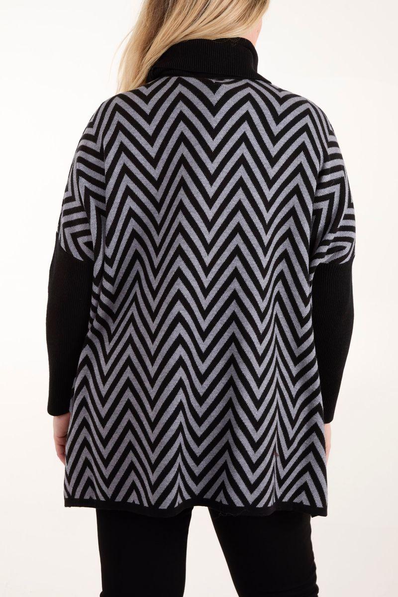 Qed London Zig Zag High Neck Jumper