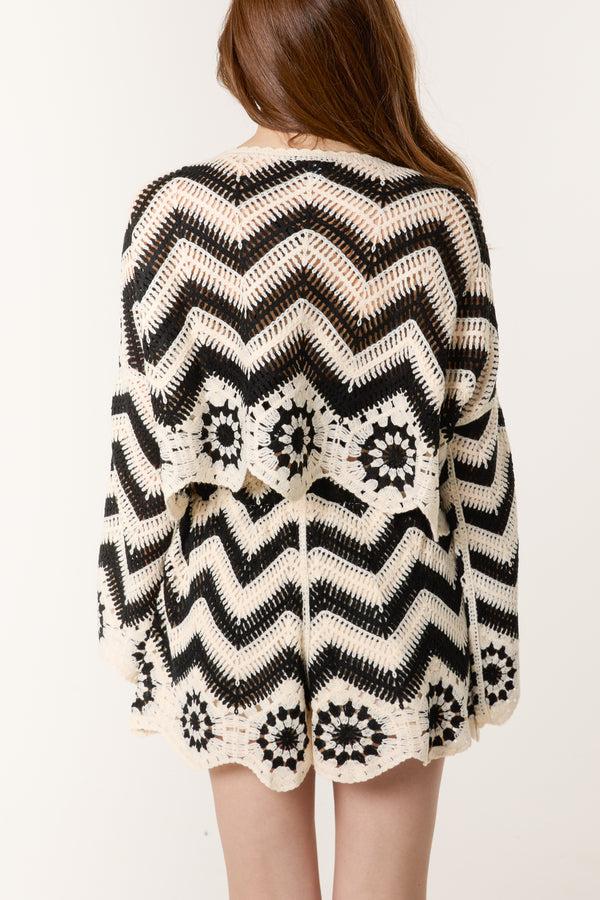 Qed London Zigzag Crochet Top