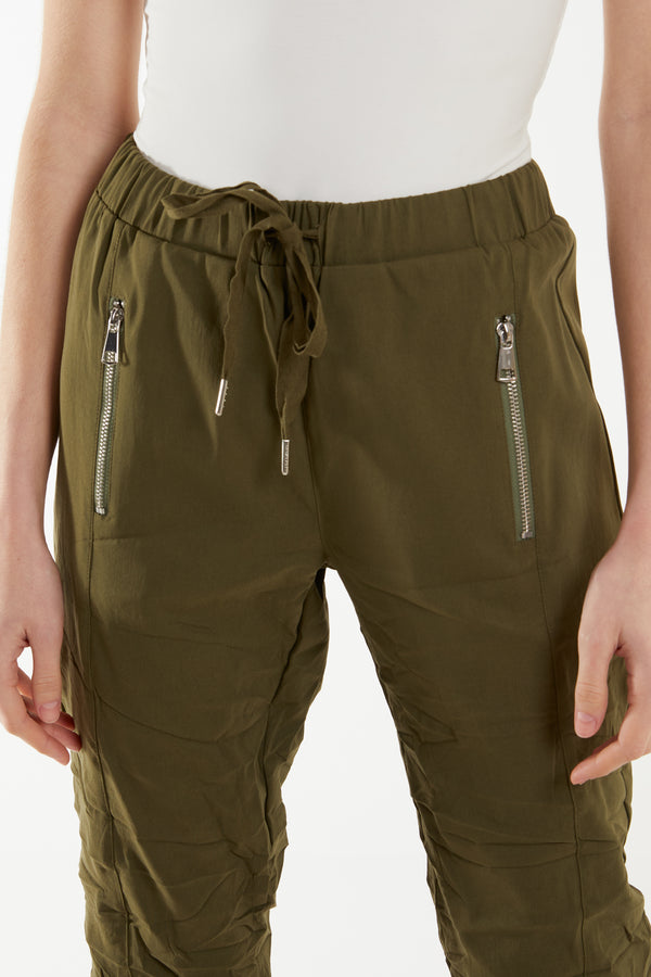 Qed London Zip Drawstring Crushed Magic Trouser