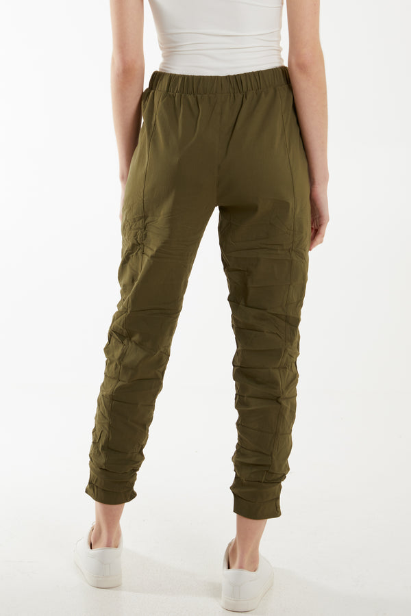 Qed London Zip Drawstring Crushed Magic Trouser