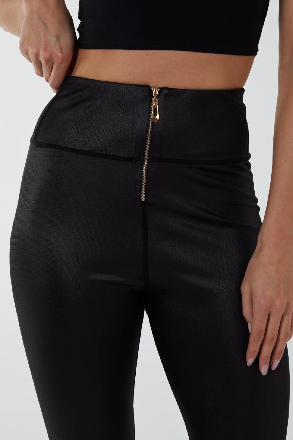 Qed London Zip Front Wet Look Leggings