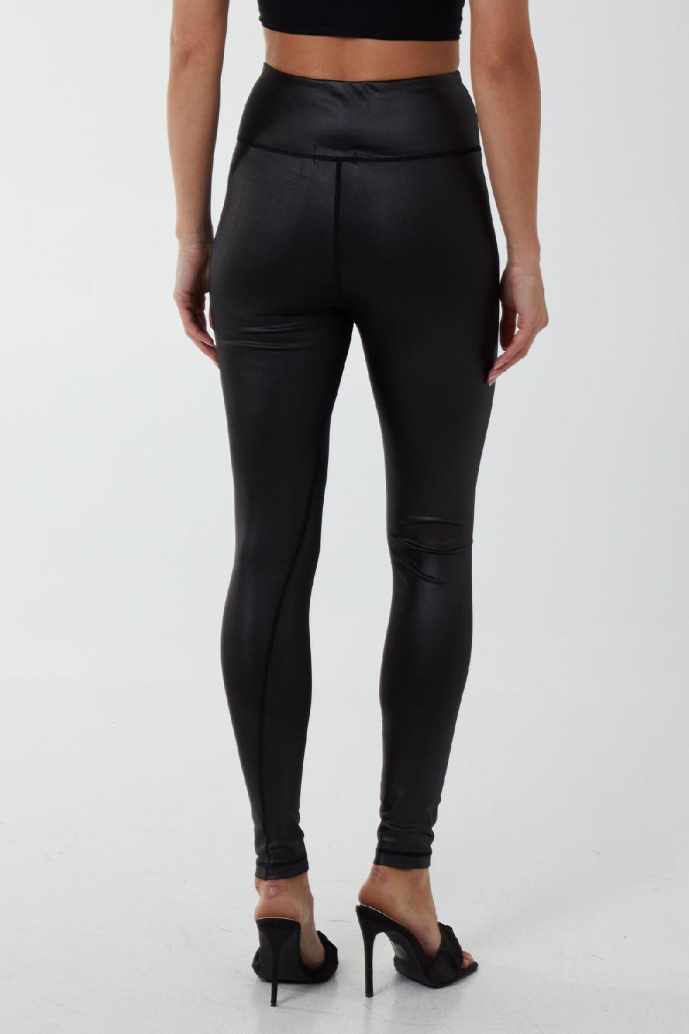 Qed London Zip Front Wet Look Leggings