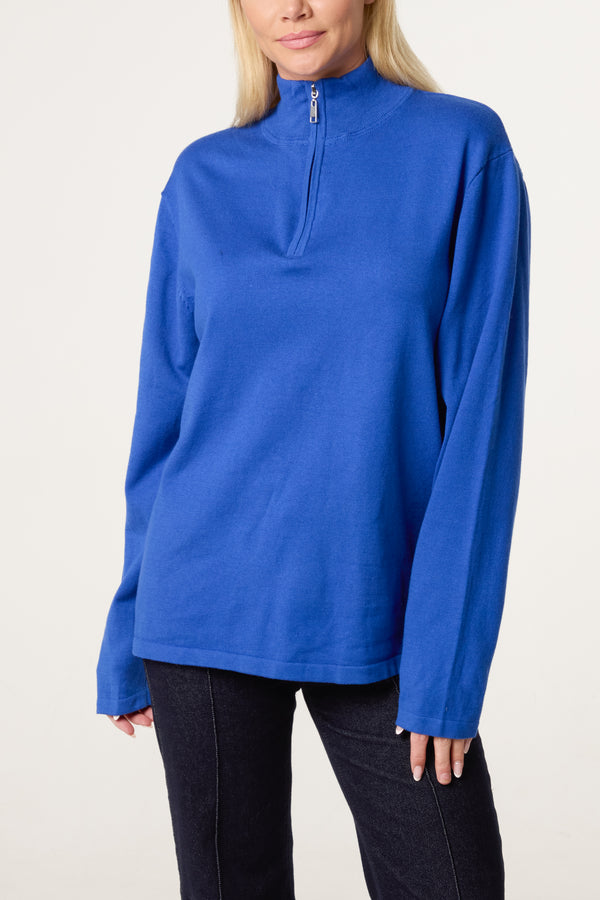 qed london Zip Neck Jumper