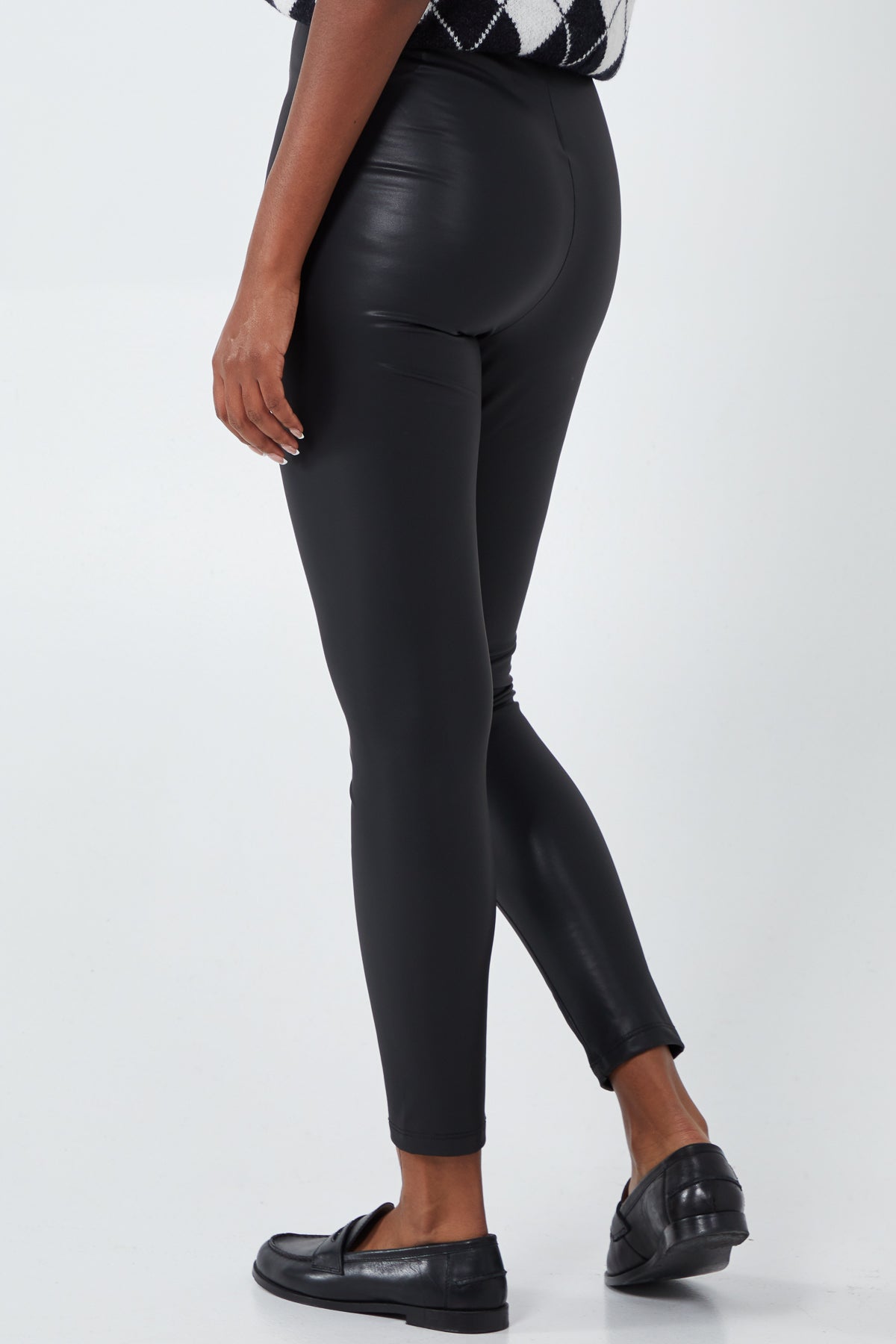 Qed London Zip Shiny Faux Leather Leggings